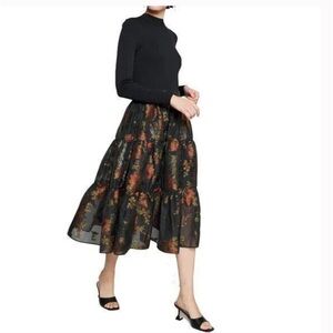 Ted Baker Audria‎ floral-print knit midi dress in Black Midi Skirt